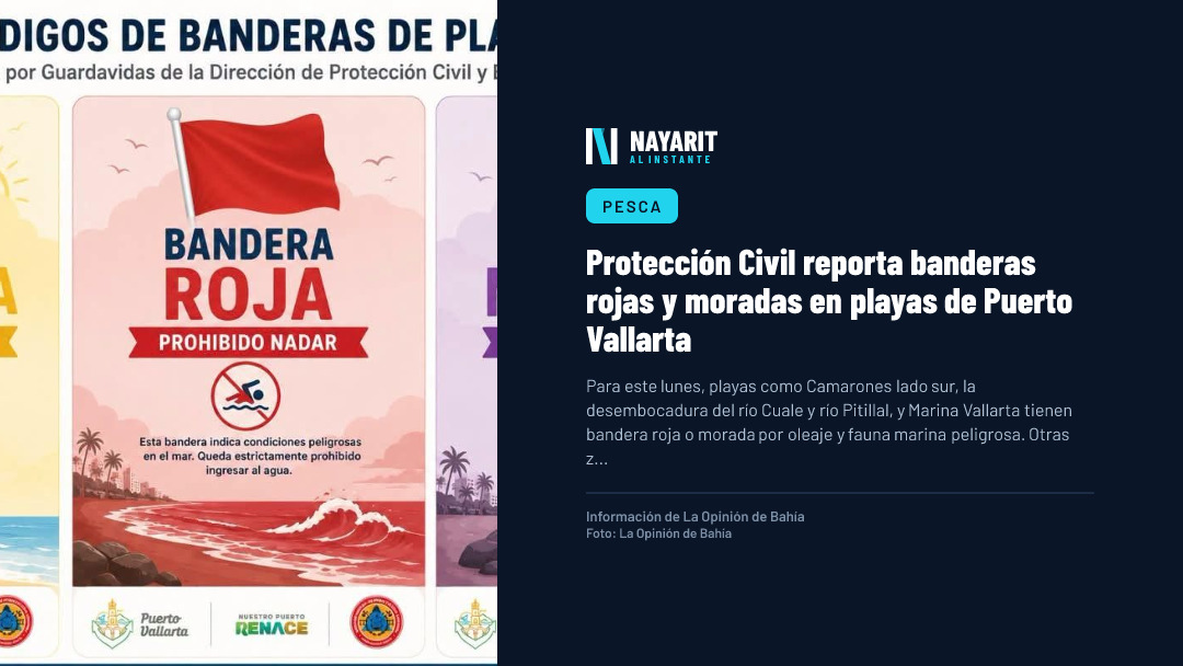 Protección Civil reporta banderas rojas y moradas en playas de Puerto Vallarta