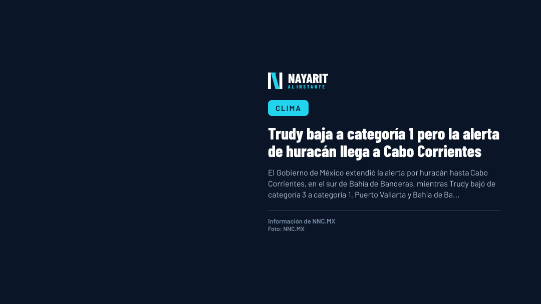 Trudy baja a categoría 1 pero la alerta de huracán llega a Cabo Corrientes